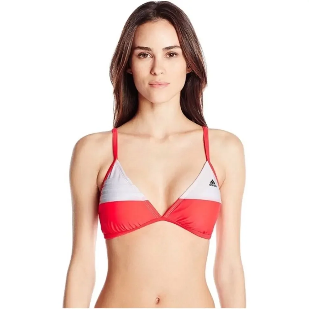 NWT Adidas Cross Back Bikini Top Neon Red - Sz 10 β₯οΈ - Picture 1 of 11